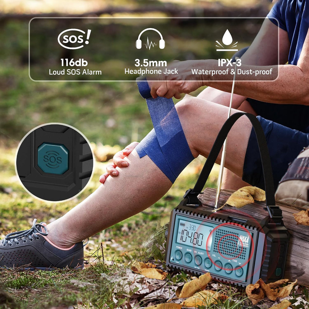 Emergency Weather Radio NOAA/AM/FM/SW, 5 Ways Powered Solar Hand Crank