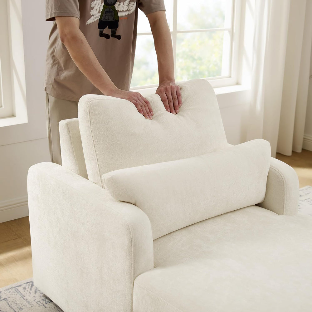 63.8" Oversized Chaise Lounge Chair with Storage, Chenille Beige