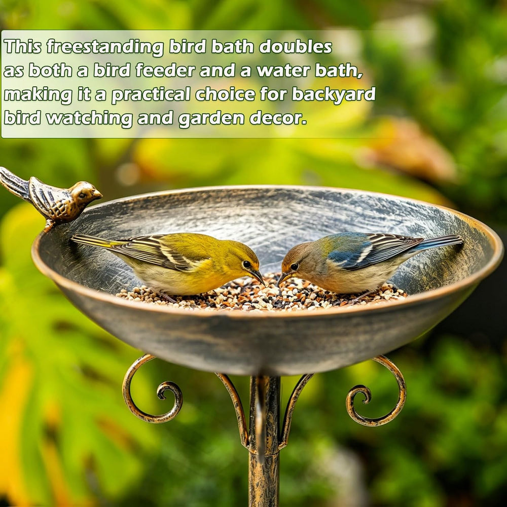 27.6" H Cast Iron BirdBaths for Outdoors,Metal Bird Bath for Outside