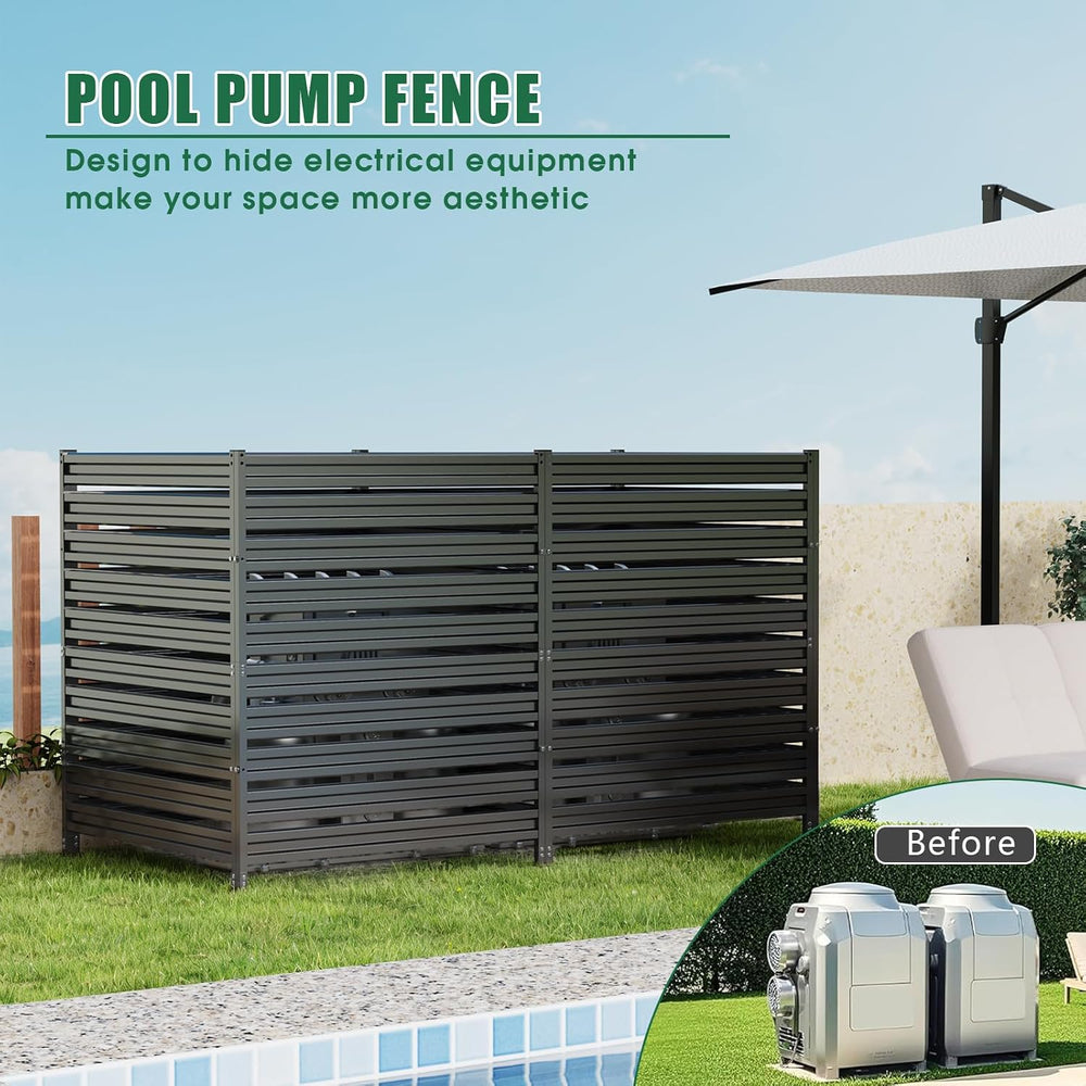 2 Panels Metal Air Conditioner Fence, 48" H x 48" W Privacy Fence P...