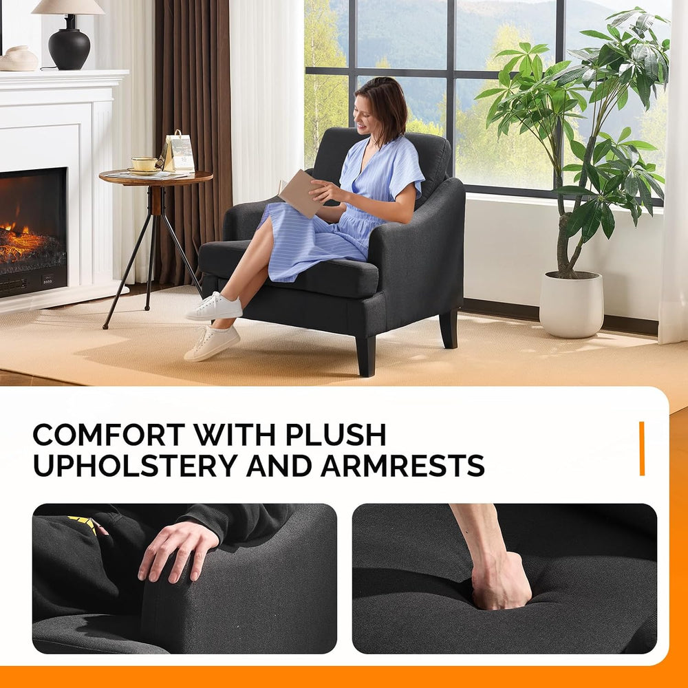 VINGLI Accent Chair, Small Cozy Upholstered Armchair, Compact Reading Chair