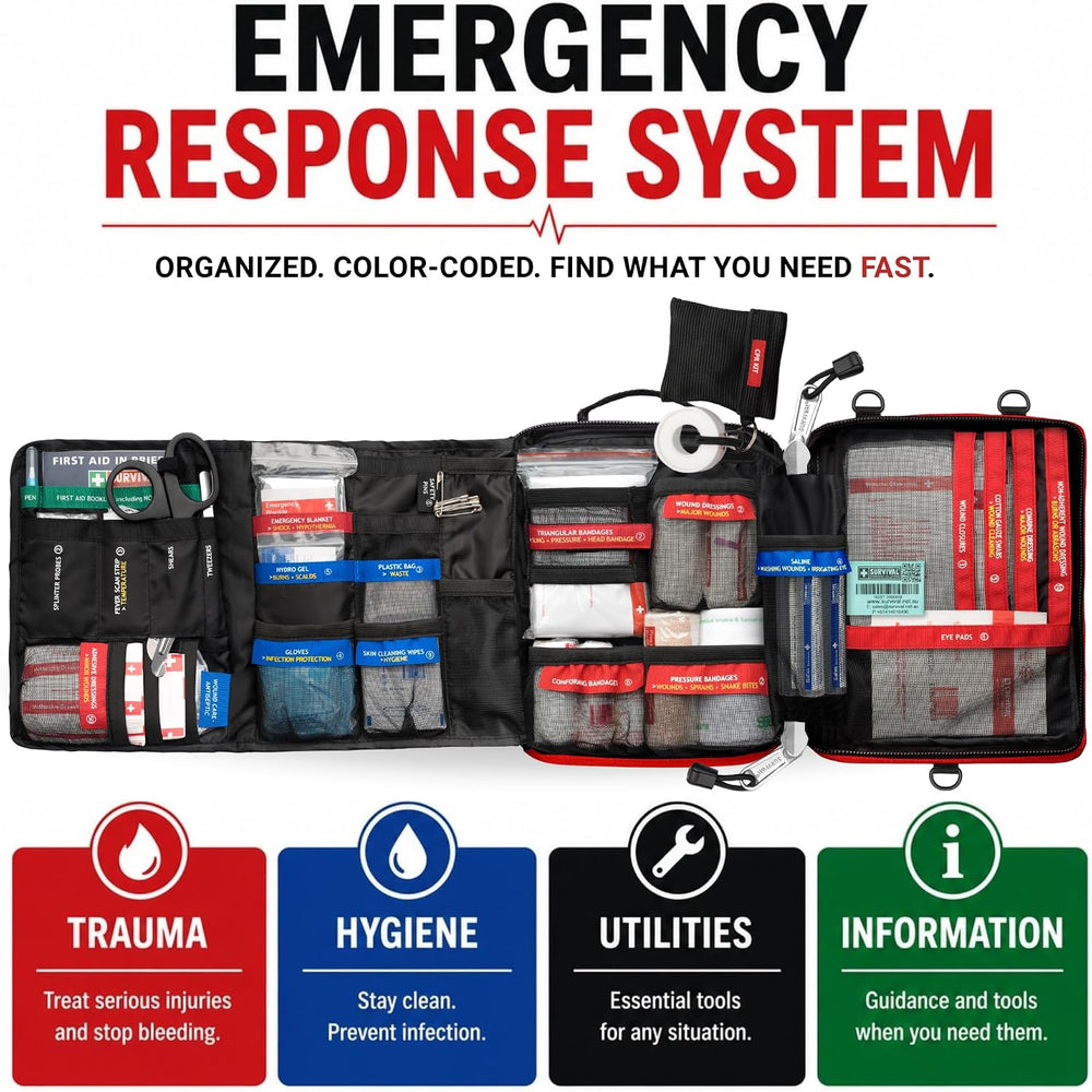 SURVIVAL Large First Aid Kit, 142-Piece Emergency Response System