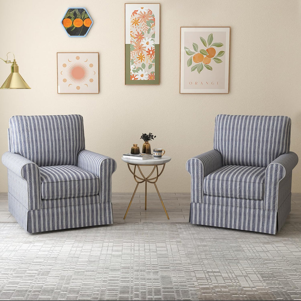 INZOY Swivel Accent Chair Linen Mid Century Modern Chair, Comfy Swivel Barrel...