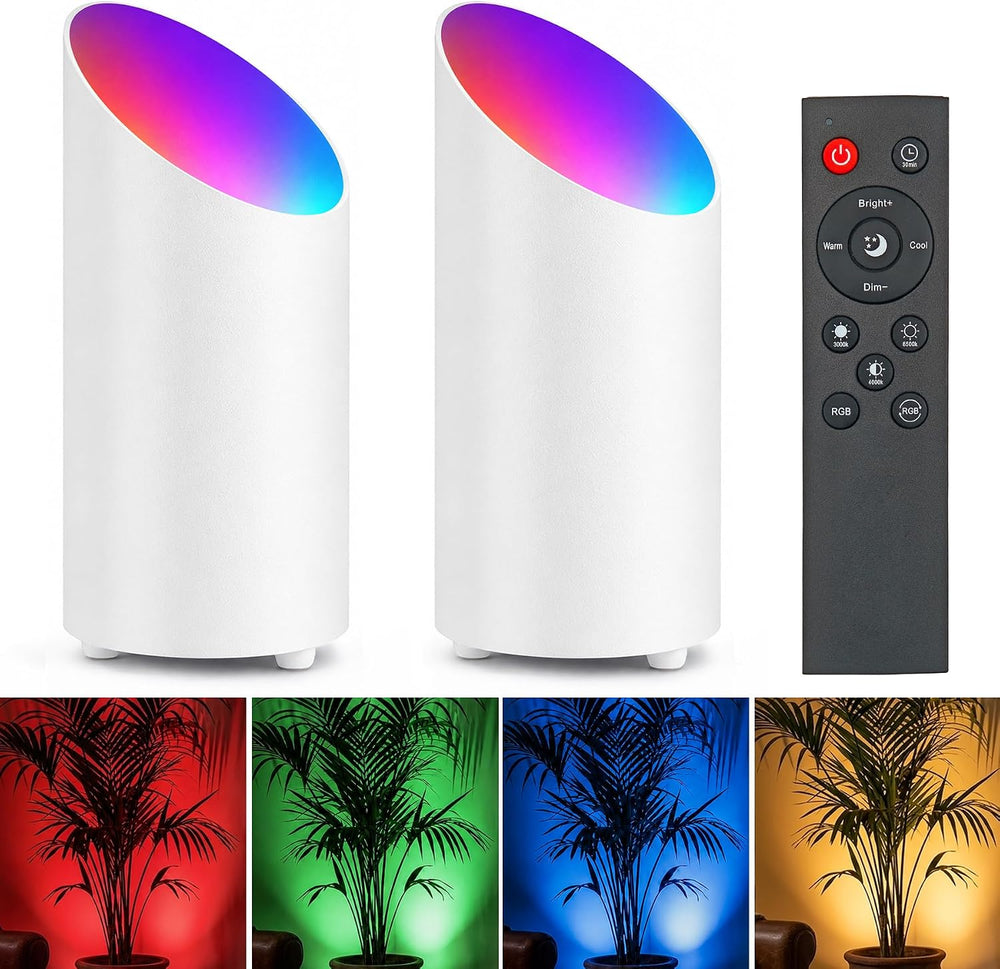 2 Pack Uplights Indoor Floor Can Lights, Remote and Timer, White