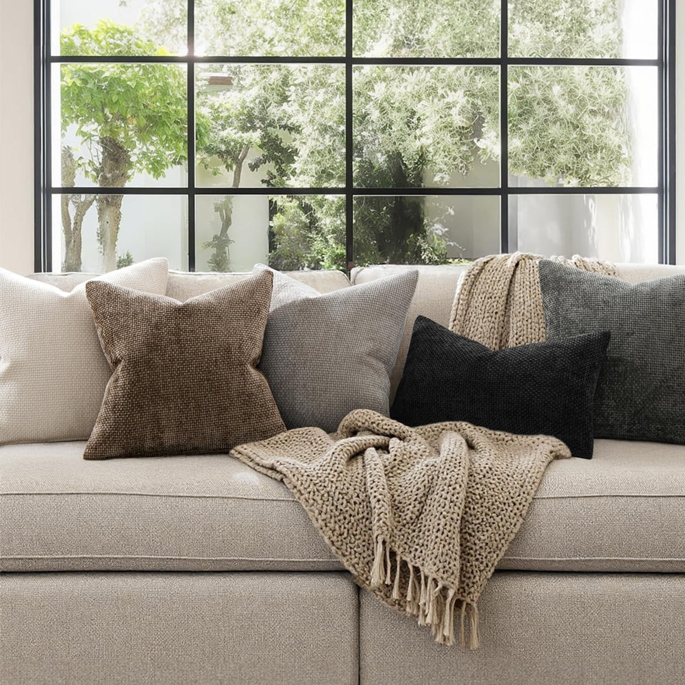 MIULEE Decorative Brown Euro Sham Pillow Covers 24x24 Inch 2 Pack