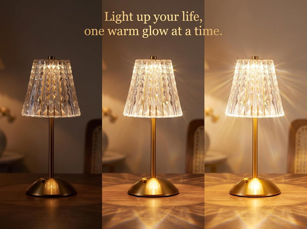 2 Pack Cordless Lamps Crystal Table Lamps,Rechargeable Touch Lamp