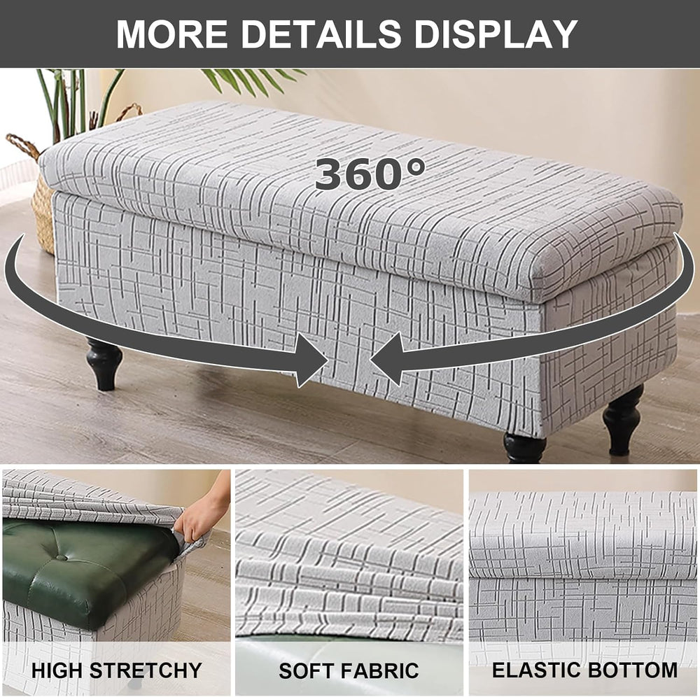 Storage Ottoman Cover Rectangle Ottoman Slipcover Fold Storage Bench Cover