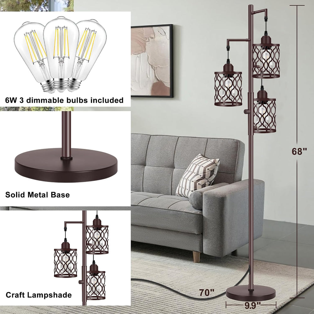68" Farmhouse Floor lamp, Dimmable Industrial Floor Lamps for Living Roo...