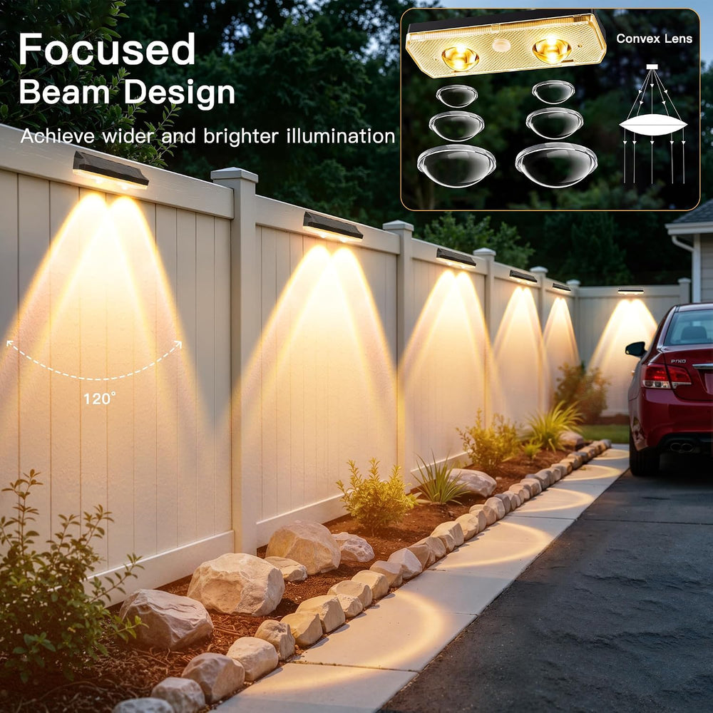 Solar Fence Lights Outdoor 12 Pack, 13 Modes RGB, IP65 Waterproof