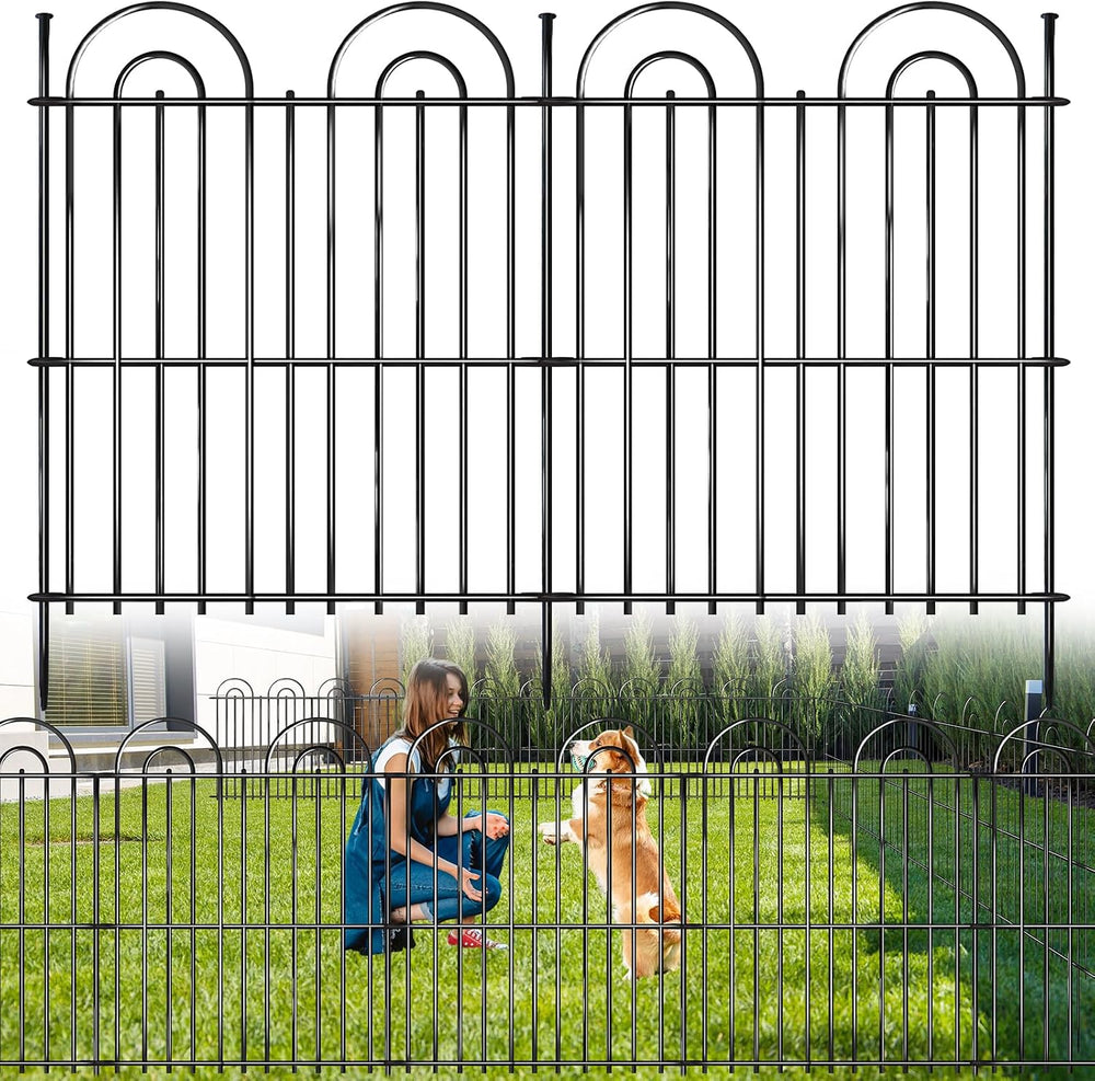 25 Panels No Dig Decorative Garden Fence, 32in(H) X 50ft(L) Tall Dog Fence Ou...