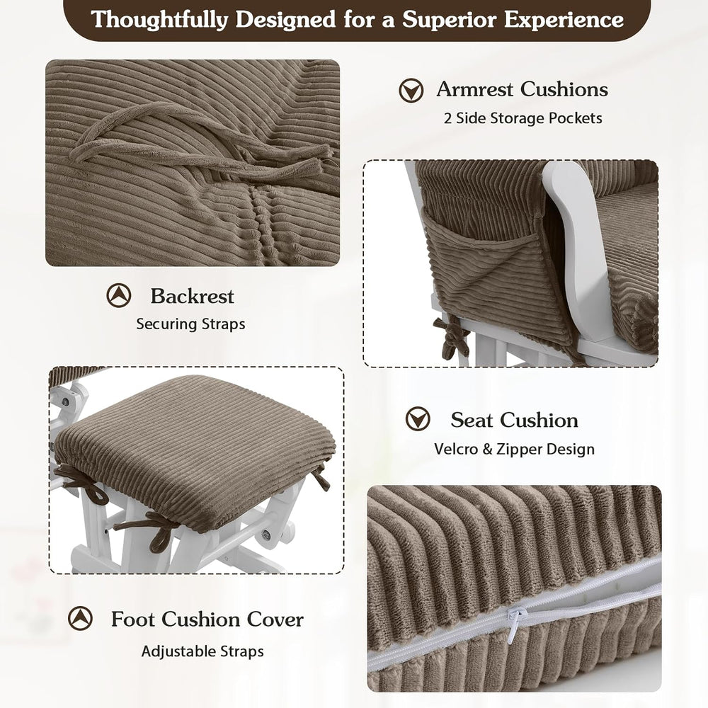 ANMINY 5PCS Glider Rocker Cushion Set, 29.5" H Back 3.9" Thick Ligh...