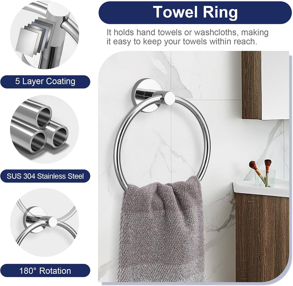 Lairuier Bathroom Hardware Set Polished Chrome Towel Holder Set Wall Mount