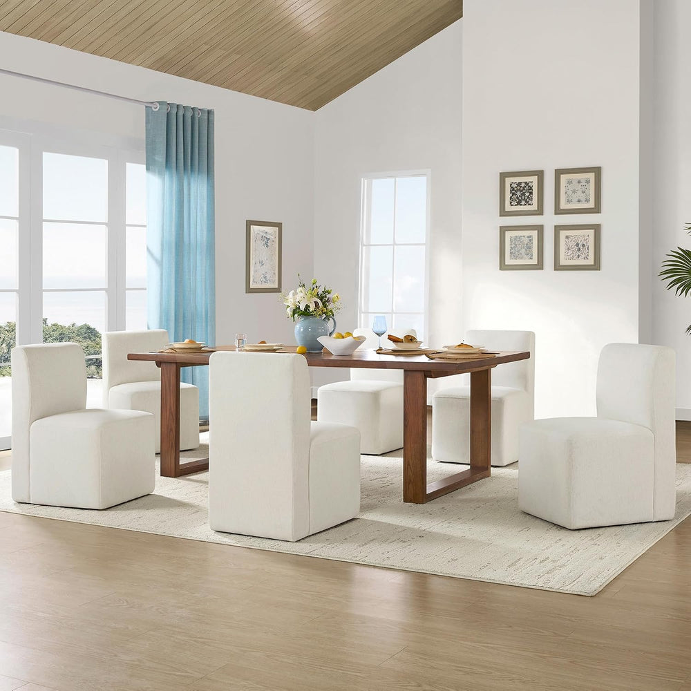 CHITA Dining Chairs with Casters Set of 4, Fully Assembled, Linen