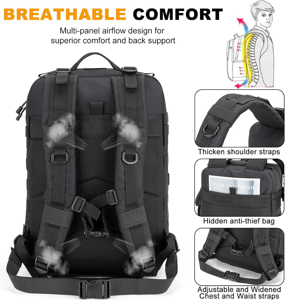 45L Large Tactical Backpack Military MOLLE 3 Day Bug Out Bag