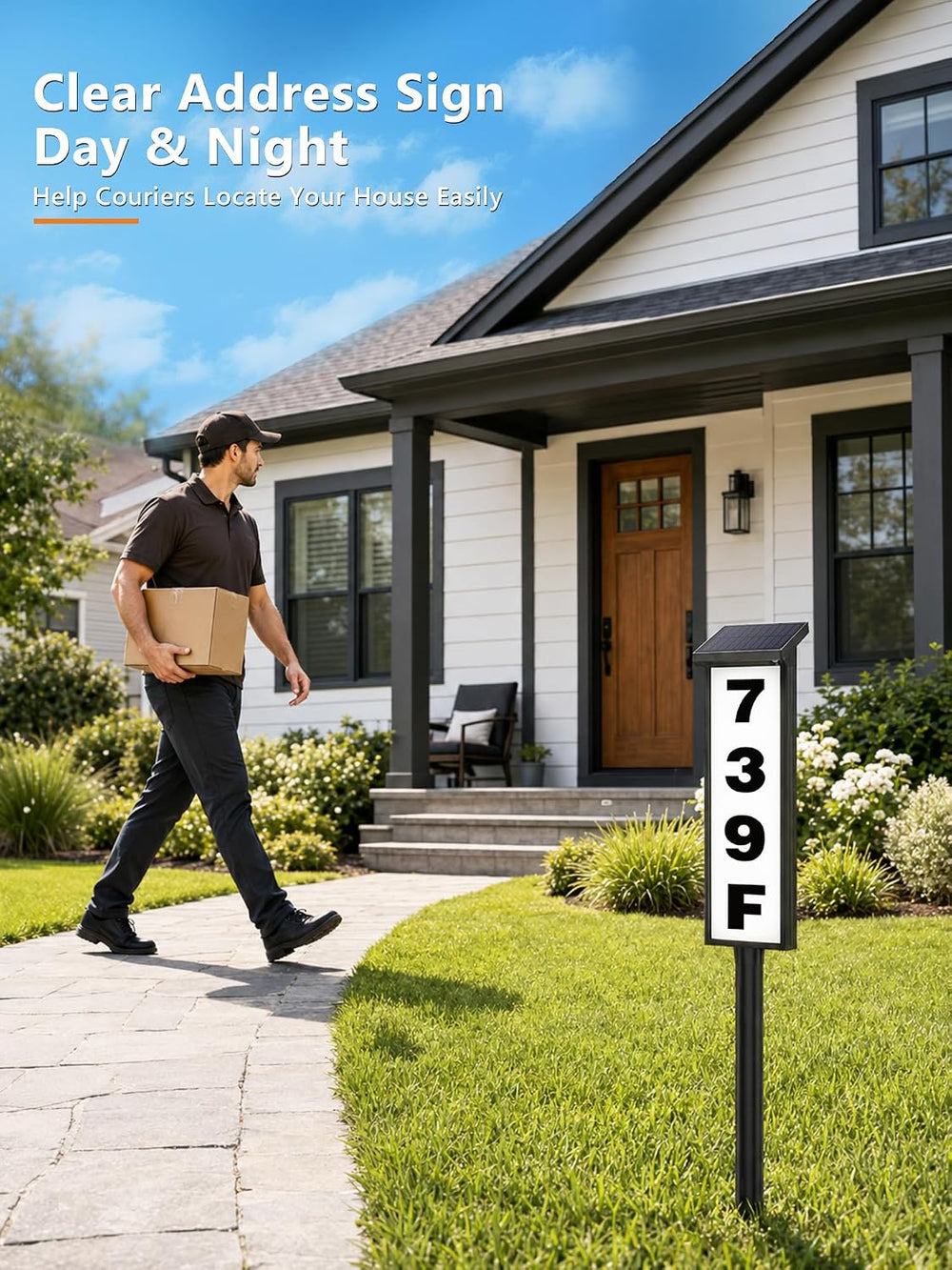 ODEETRONIC Solar Address Sign for Outside, 3 Colors LED House Number Light
