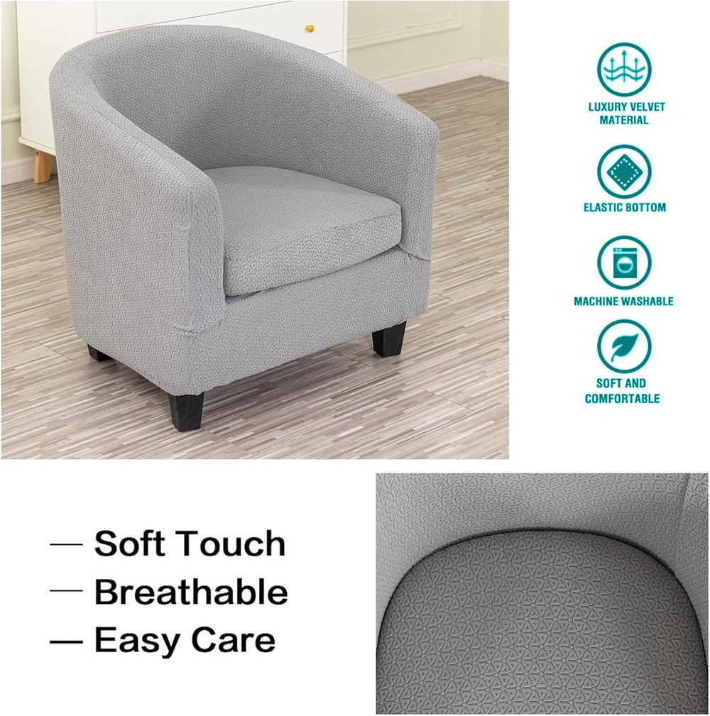 NILUOH Stretch Club Chair Slipcover 2-Piece Set for Barrel & Tub Chairs, ...