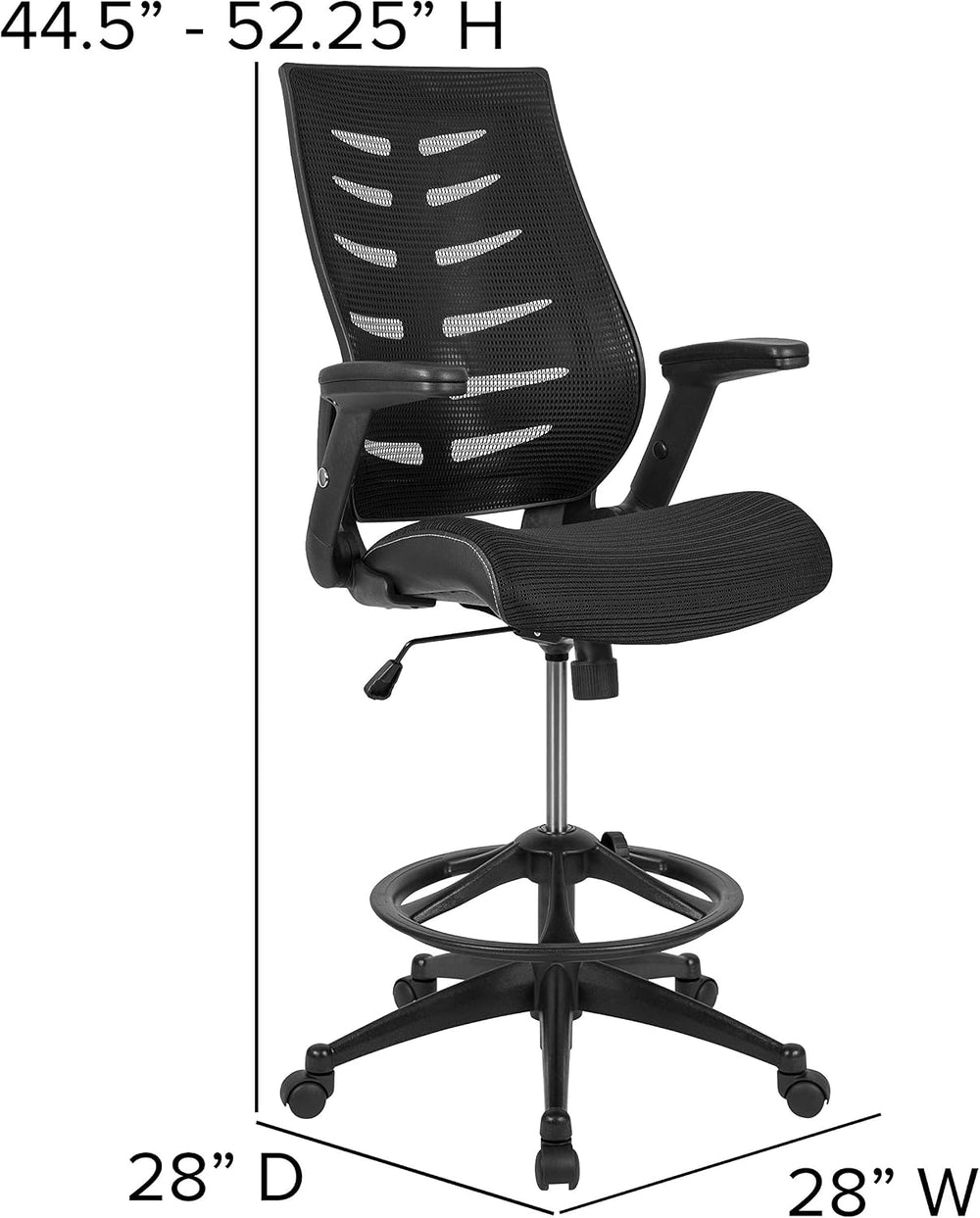 Flash Furniture Kale High-Back Ergonomic Mesh Office Chair with Flip-Up Arms ...