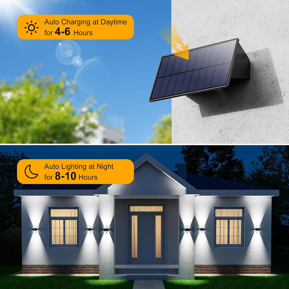 4 Pack Cool White Solar Power Fence Wall Light Outside Up and Down