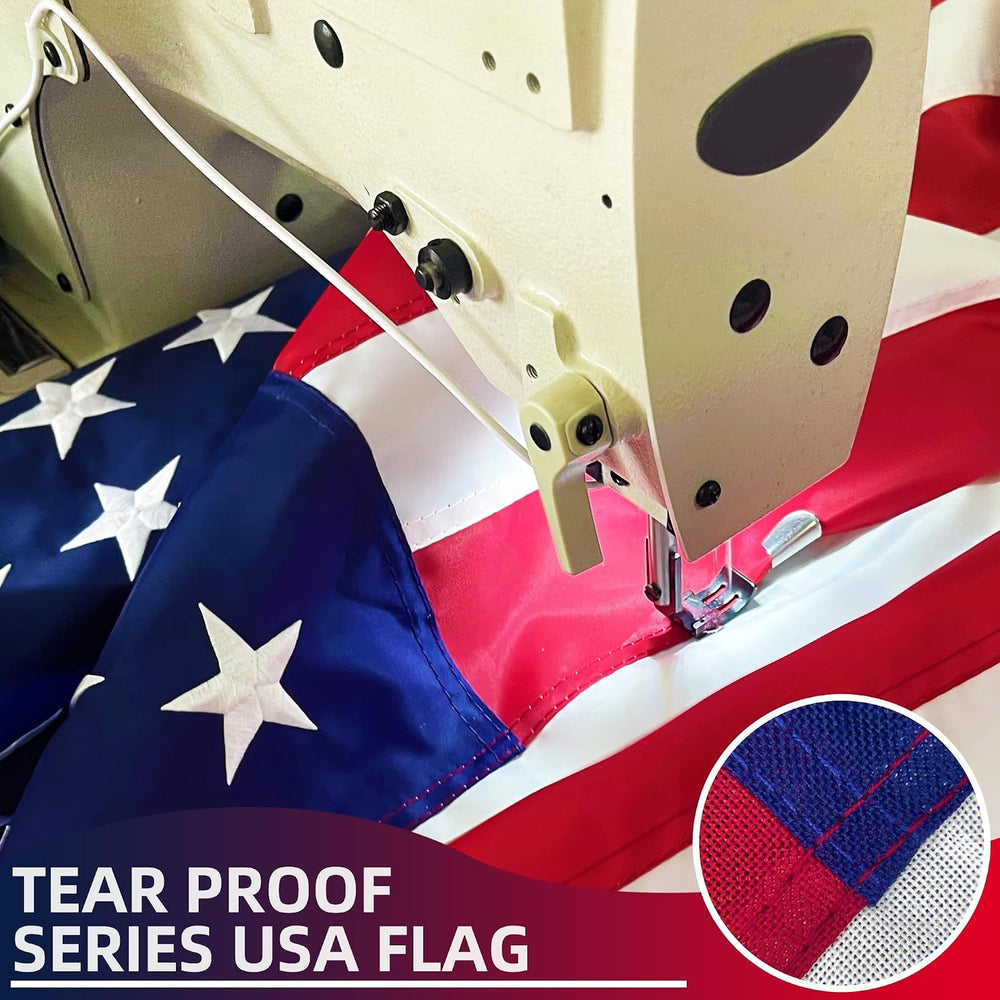 Premium American Flag for Outside 5x8 FT, Deluxe Heavy Duty Spun Polyster,Lon...