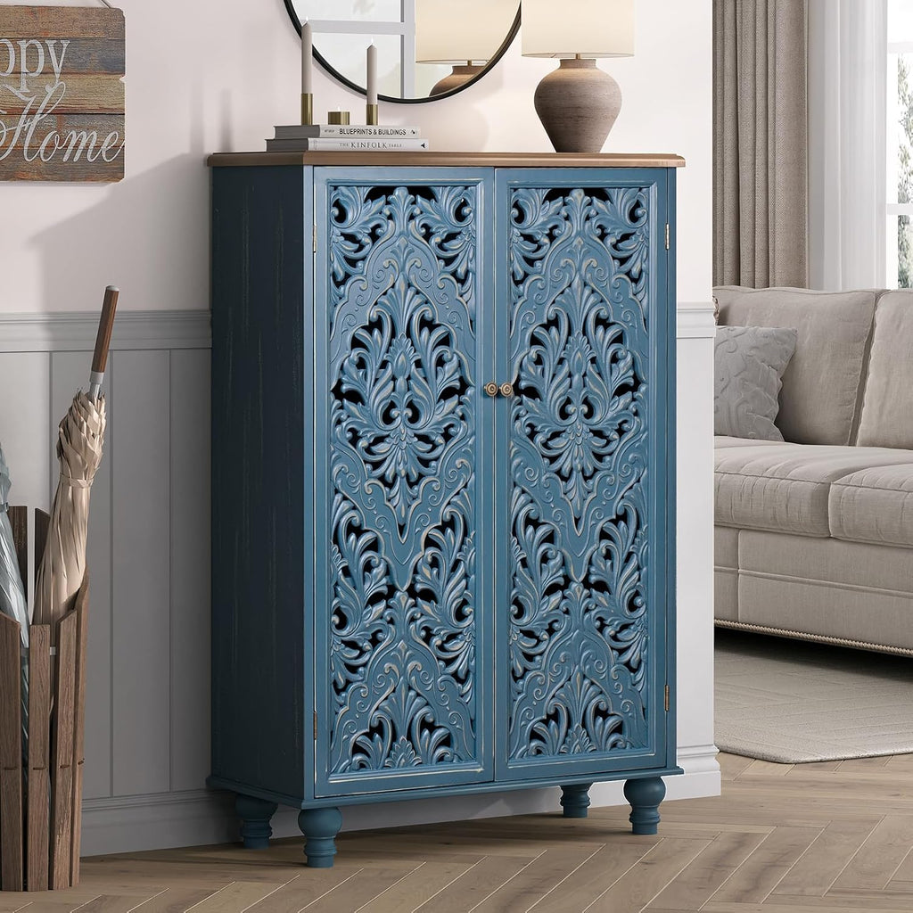JOINICE 47" Tall Accent Cabinet with Doors & Storage for Living Room,Blue
