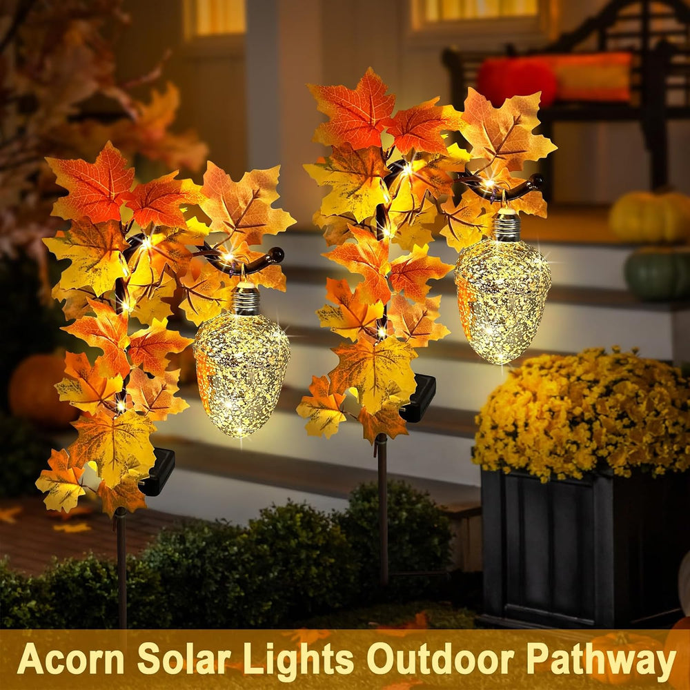 Acorn Solar Lights Outdoor Pathway,Fall Decorations Outdoor Garden Stakes