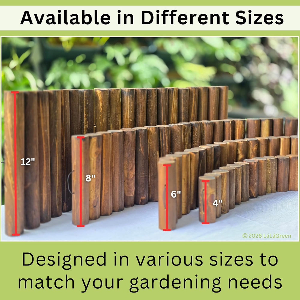 LaLaGreen Wooden Fence Panel (30x8in, 2 Pack) Flower Garden Edging Border