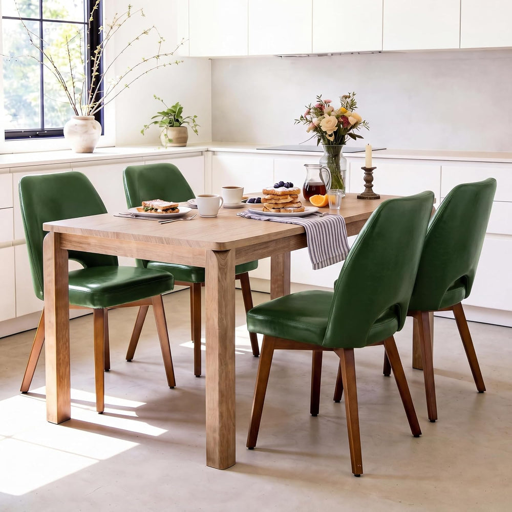 Dining Chairs Set of 4, Upholstered Kitchen Chairs, Dark Green