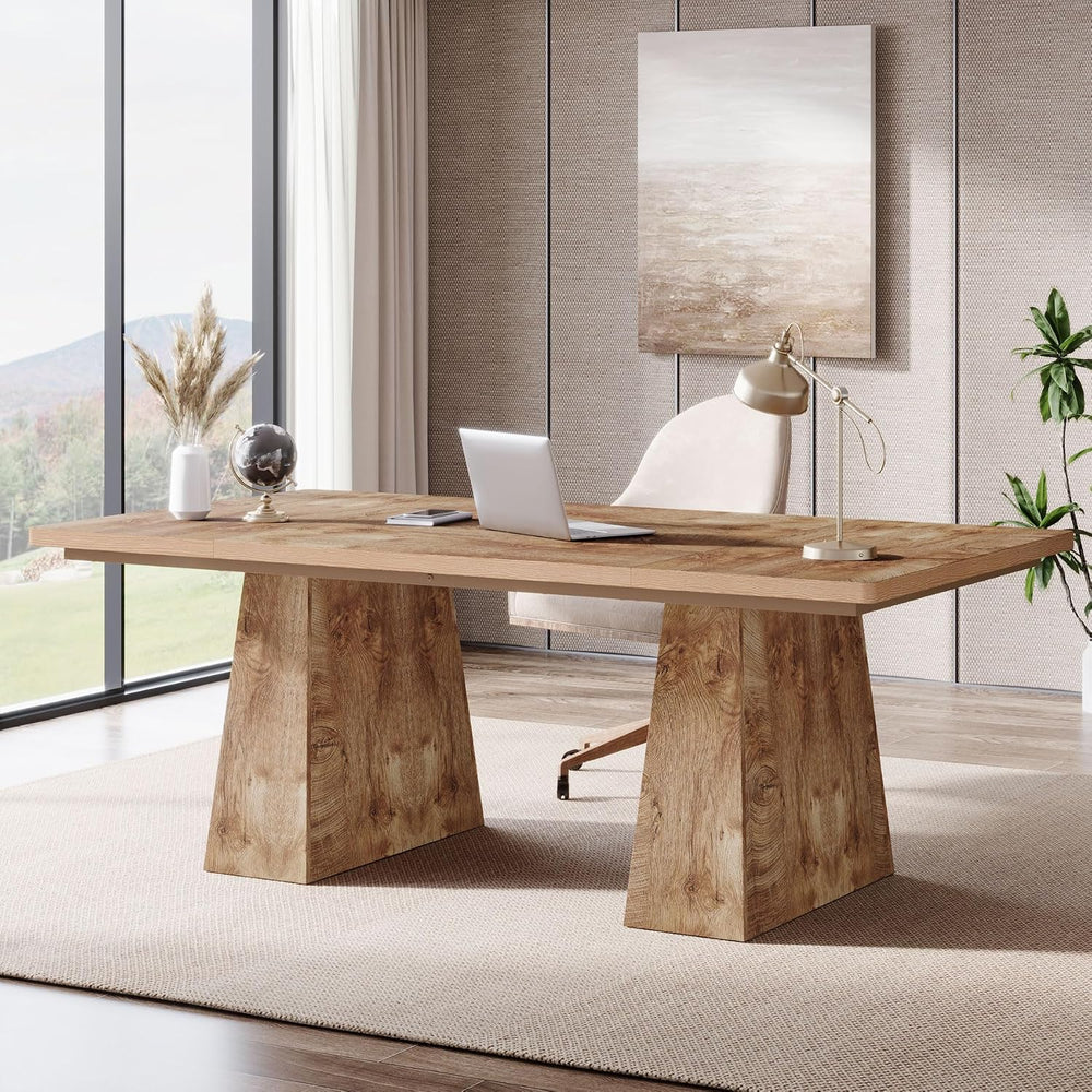 Tribesigns 63-Inch Executive Desk, Large Office Computer Desk with Double Ped...