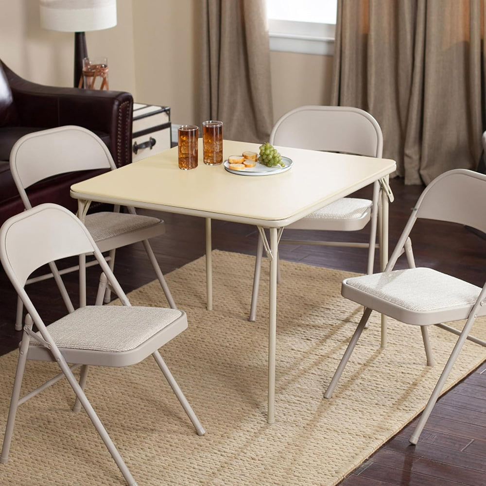 Sudden Comfort Square Folding Dining Card Table, Buff Tan, 34 x 34 x 28 In