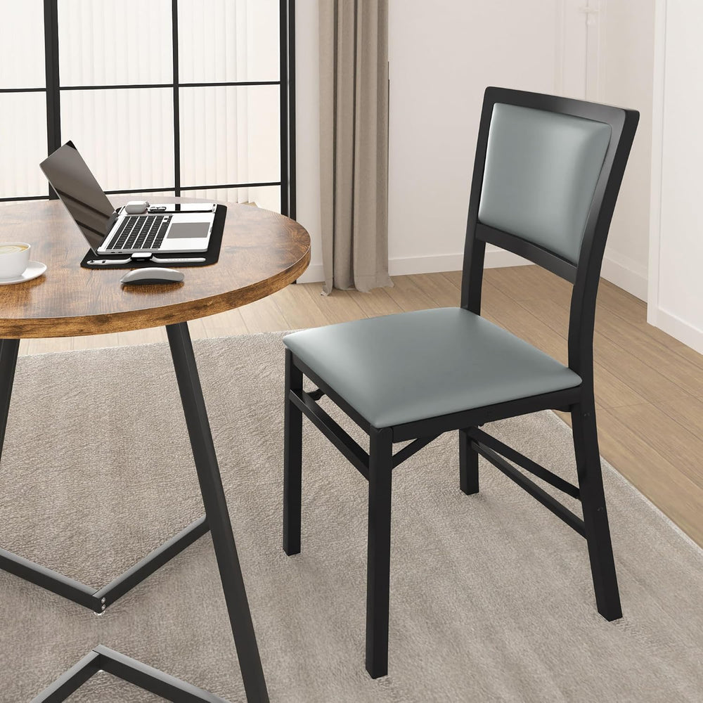 VECELO Folding Chairs Set of 4 with Cushion, Foldable Padded Seats with Heavy...