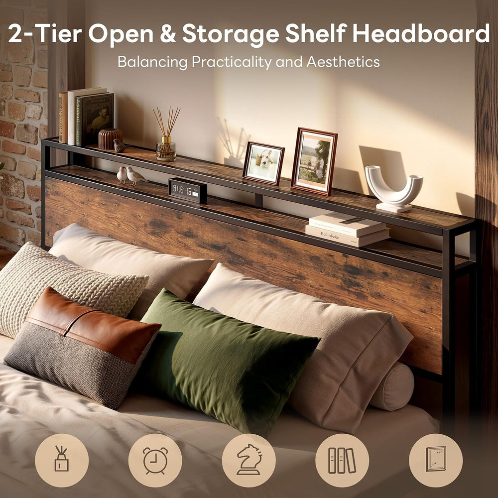 LIKIMIO King Size Bed Frame with 12 Storage Drawers and Headboard