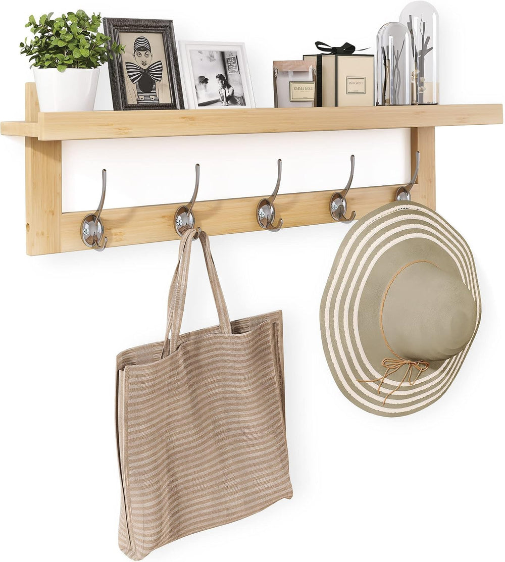 SMIBUY Coat Hooks with Shelf Wall-Mounted, 29.2 Inch Entryway Coat Rack for W...
