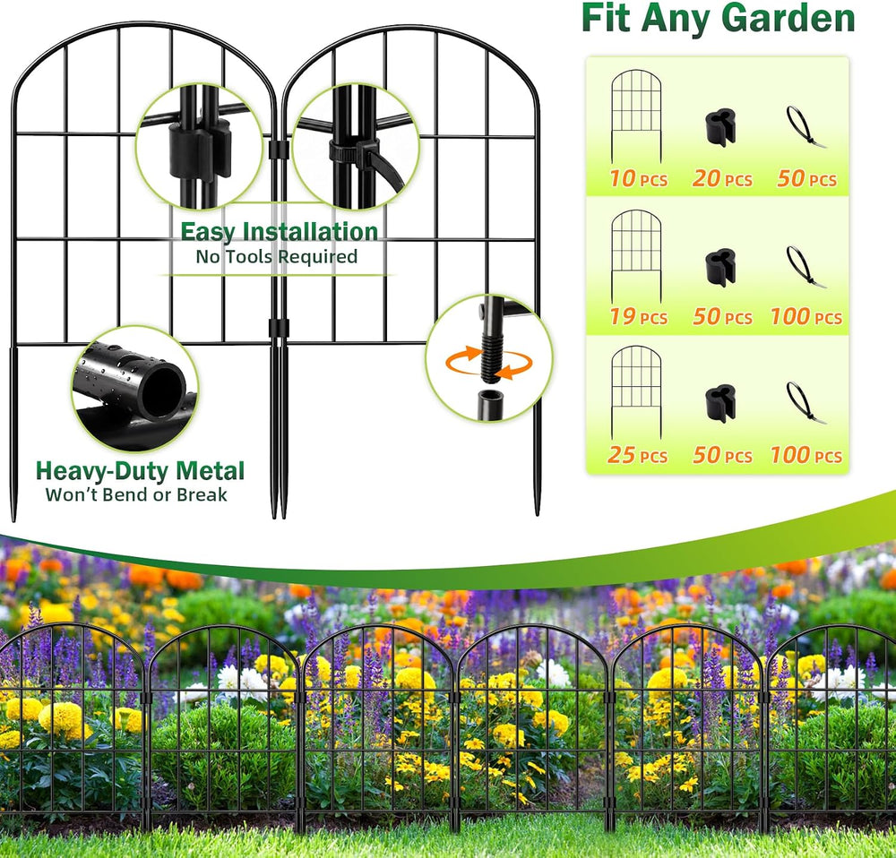 20.58ft (L) x 24in (H) Decorative Garden Fence Panels - Animal Barrier Fence ...