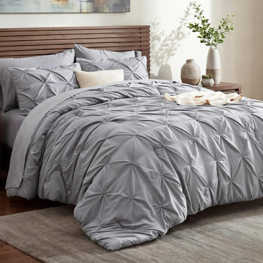 Bedsure 7-Piece Full Size Comforter Sets & Sheets, Grey Full Bedding