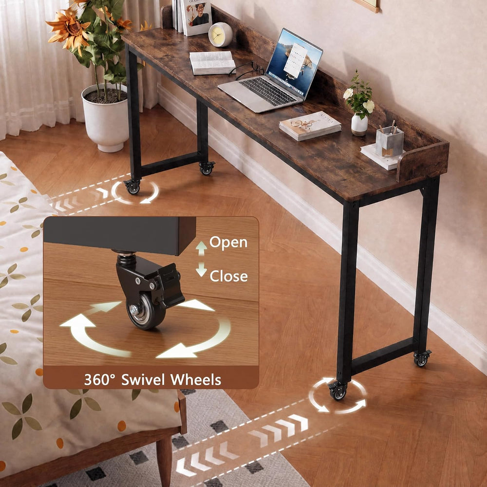 Clevich Overbed Table with Wheels, 16" D x 71" W x 41" H Mobil...