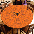60 Inch Fall Round Waterproof Tablecloth for Dinner, Halloween Fitted Round Tablecloth with Elastic for Holiday