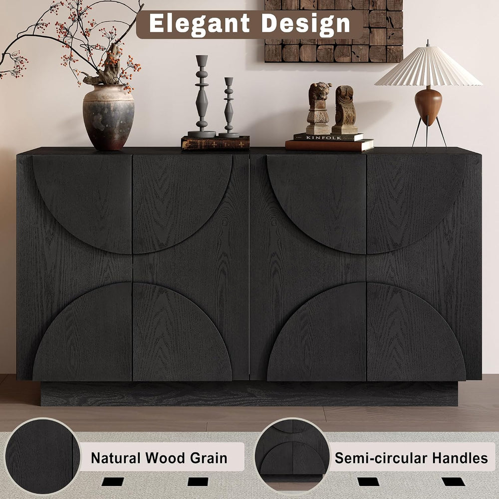LKTART 56" Modern Sideboard Buffet Storage Cabinet with Solid Wood Venee...
