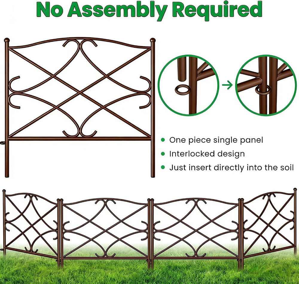 AMAGABELI GARDEN & HOME 5 Panels Decorative Garden Fence 24in(H) x10ft(L)...