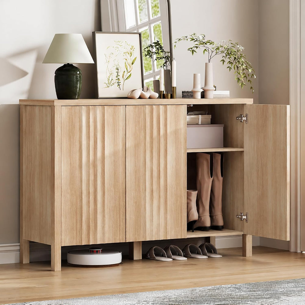 Vlsrka Shoe Storage Cabinet with 3 Doors and Adjustable Shelves
