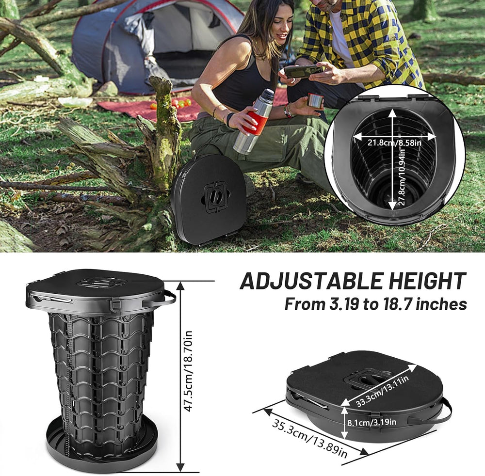 XXL Retractable Portable Toilet Travel Toilet (440lbs Capacity) Adjustable He...
