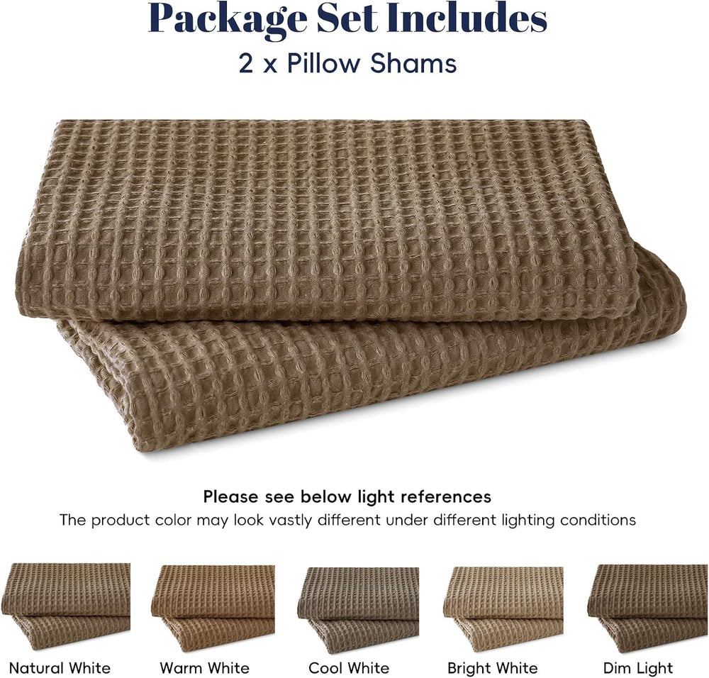 PHF Cotton Waffle Throw Pillow Covers 24" x 24", Walnut Brown, No I...