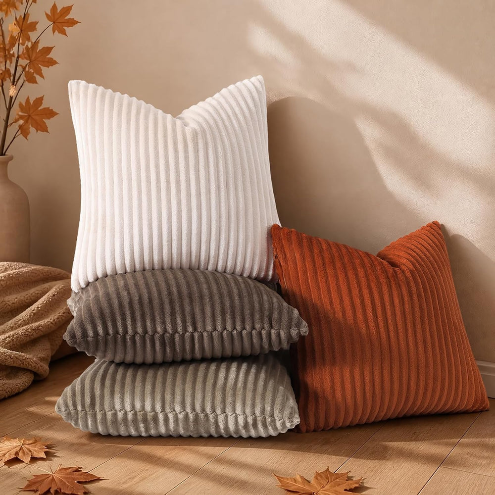 Simmore Fall Soft Rust Flannel Throw Pillow Covers 22X22 Set of 2