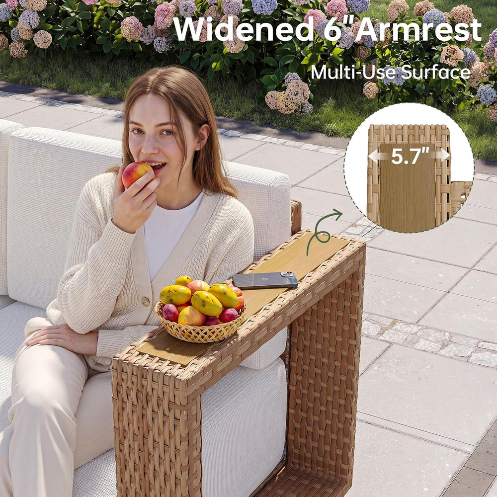 Aoxun Patio Furniture Set, 6 Piece Outdoor Sofa Set, Yellow/Beige