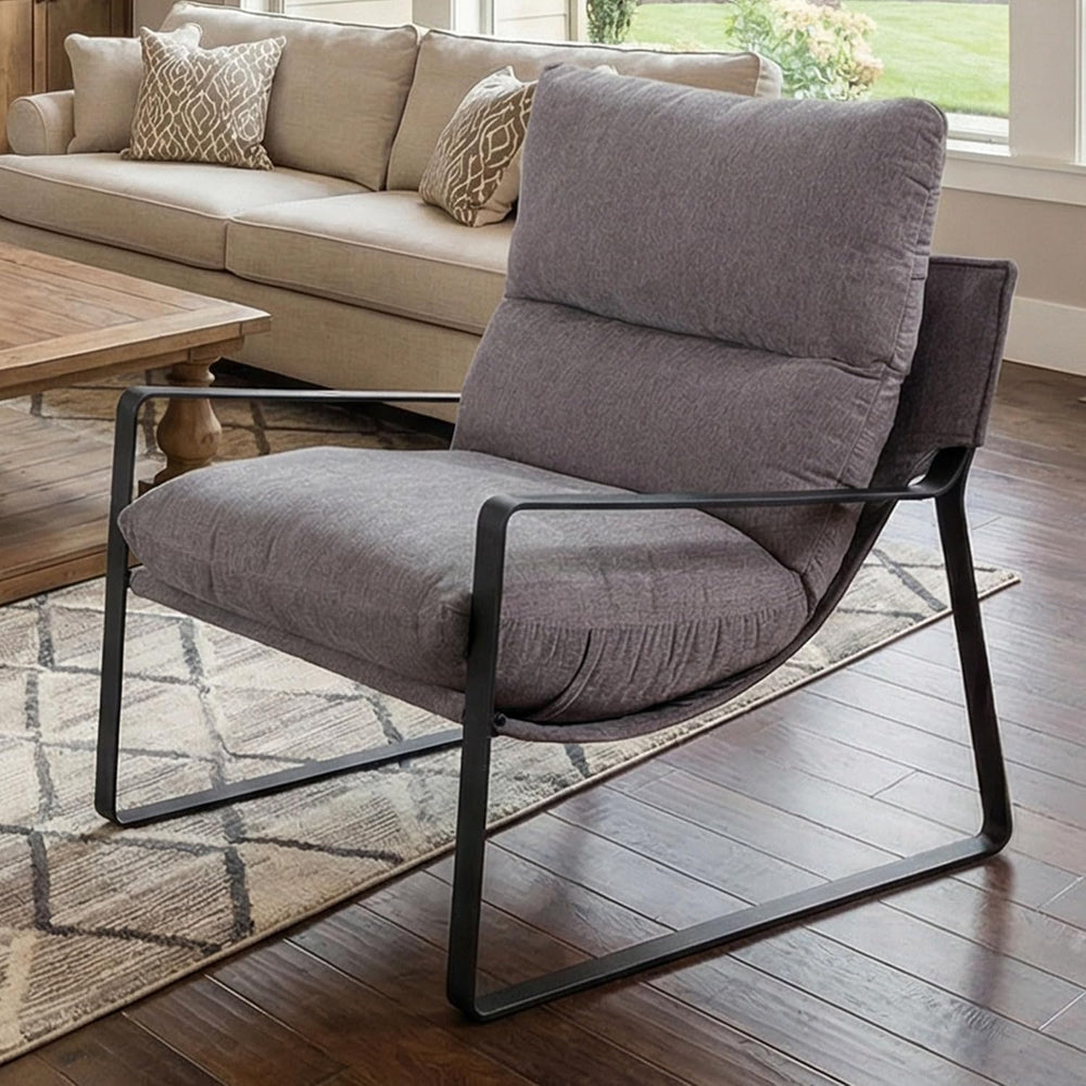 LukeAlon Modern Linen Accent Armchair, Grey