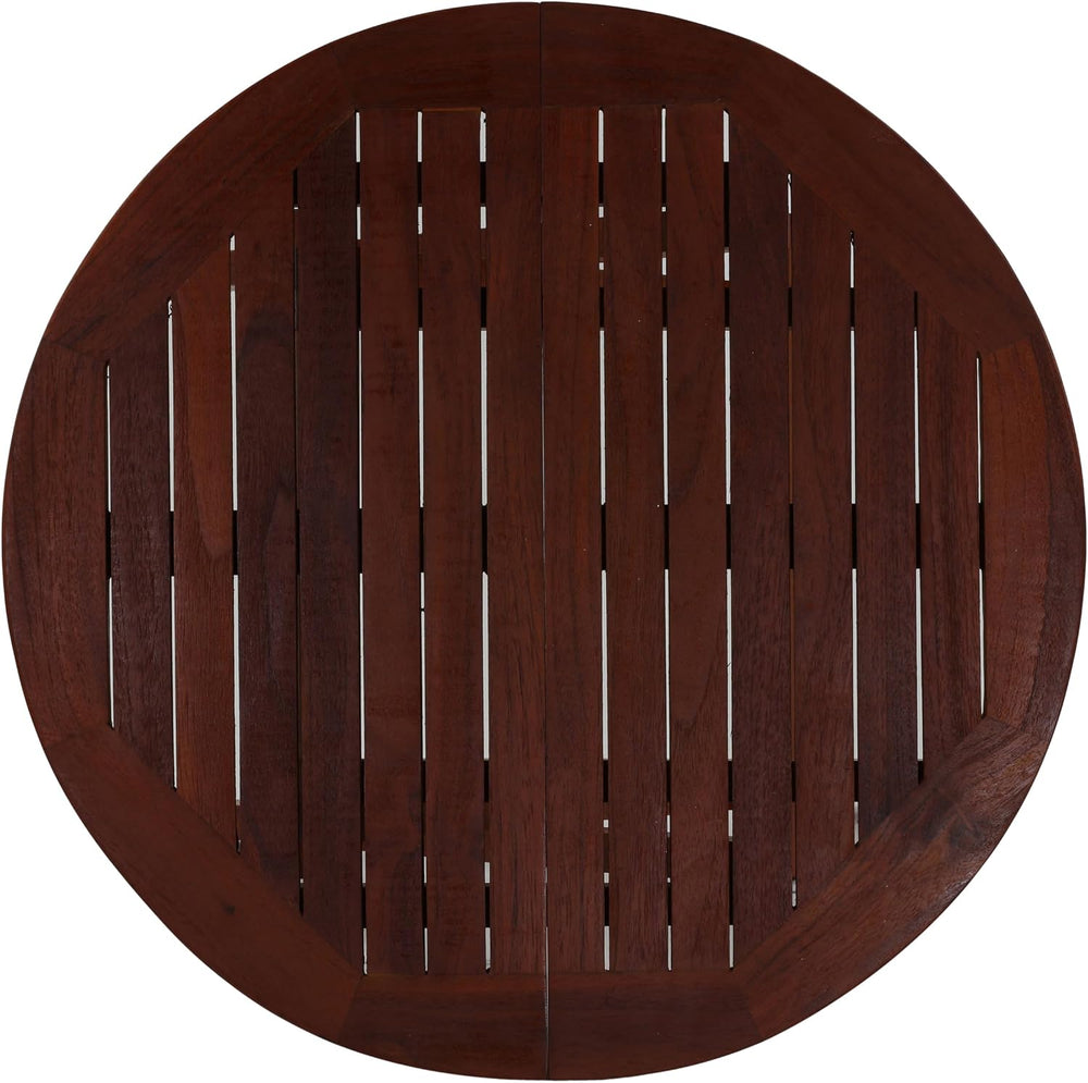Bare Decor Karlyn Round Folding End Table in Teak Wood, 20"