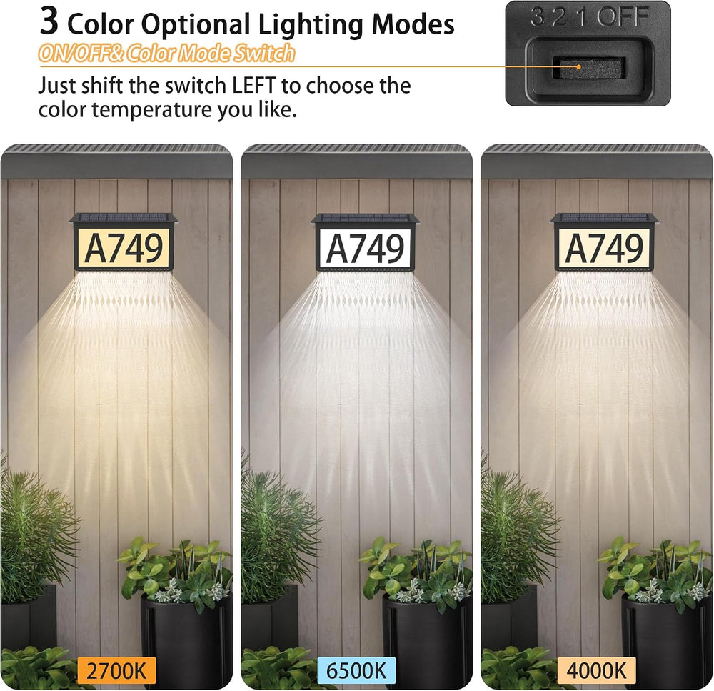 Nazuwke House Numbers for Outside Solar Powered, 2 Pack Solar Address Sign