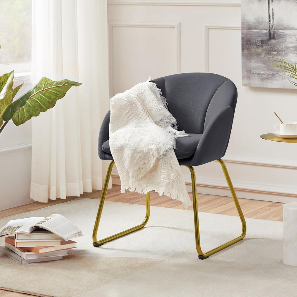 Yaheetech Flower Shape Vanity Chair with Petal Armrests, Dark Gray