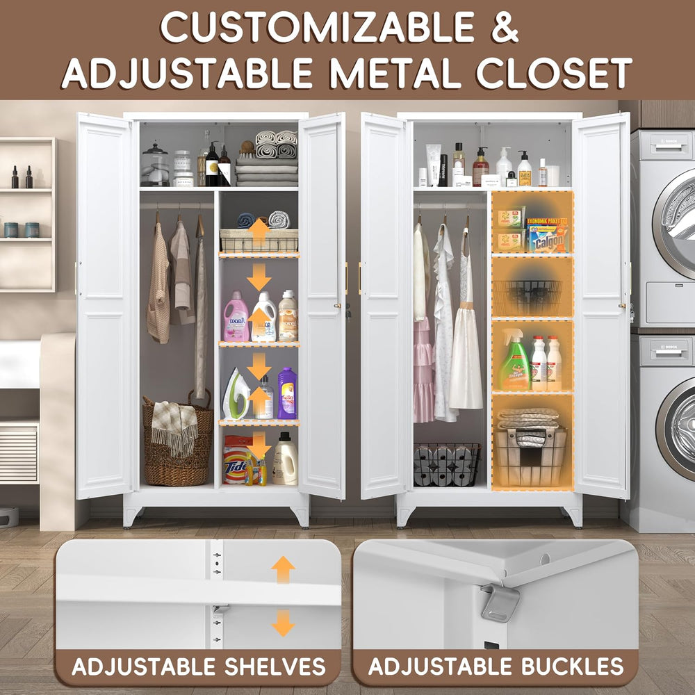 SteeLoong Armoire Wardrobe Closet,71" H Wardrobe Cabinet with Locking Doors