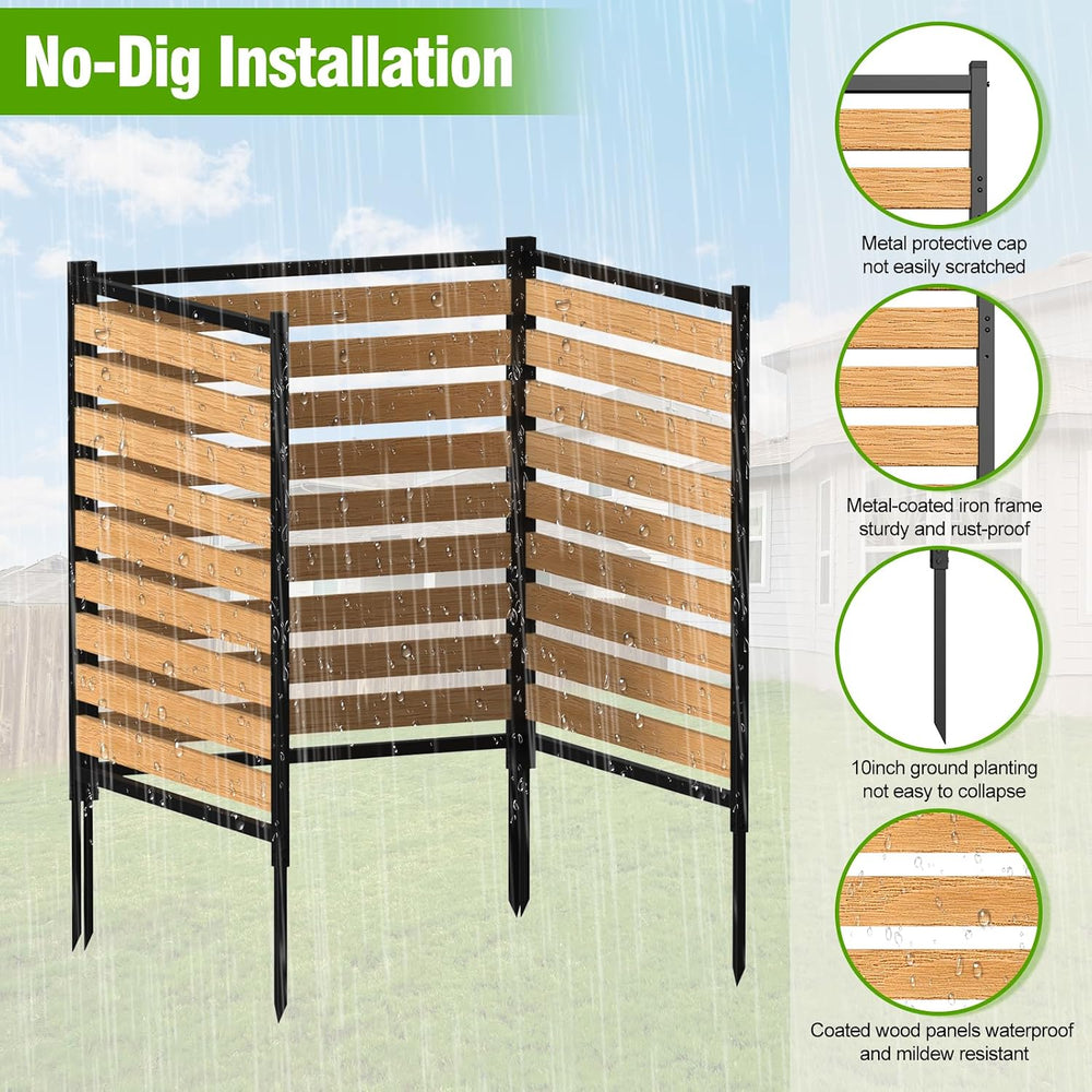 Metal Air Conditioner Fence 3 Panels - 40.27" W x 54.6" H Outdoor P...
