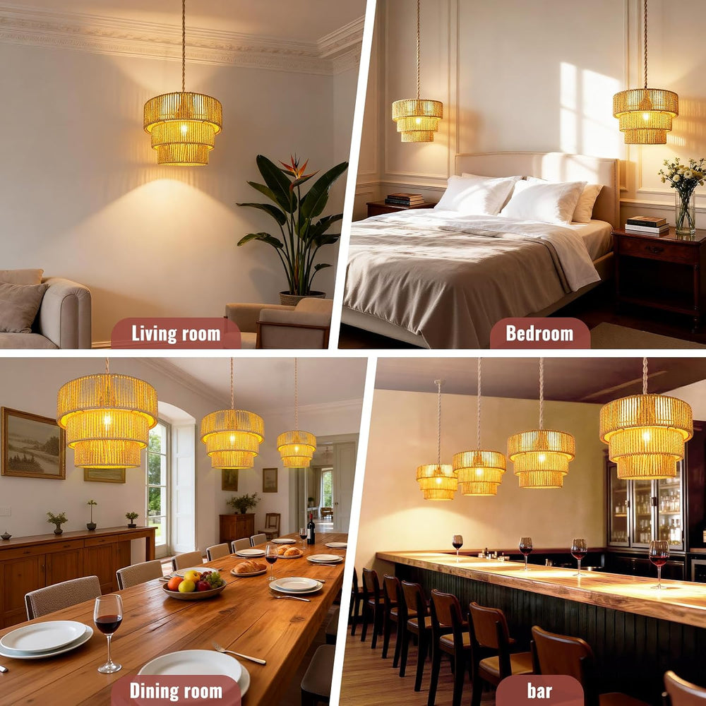Hanging Light Rattan Lamp Shades Boho Lamp Shade Pendant Light